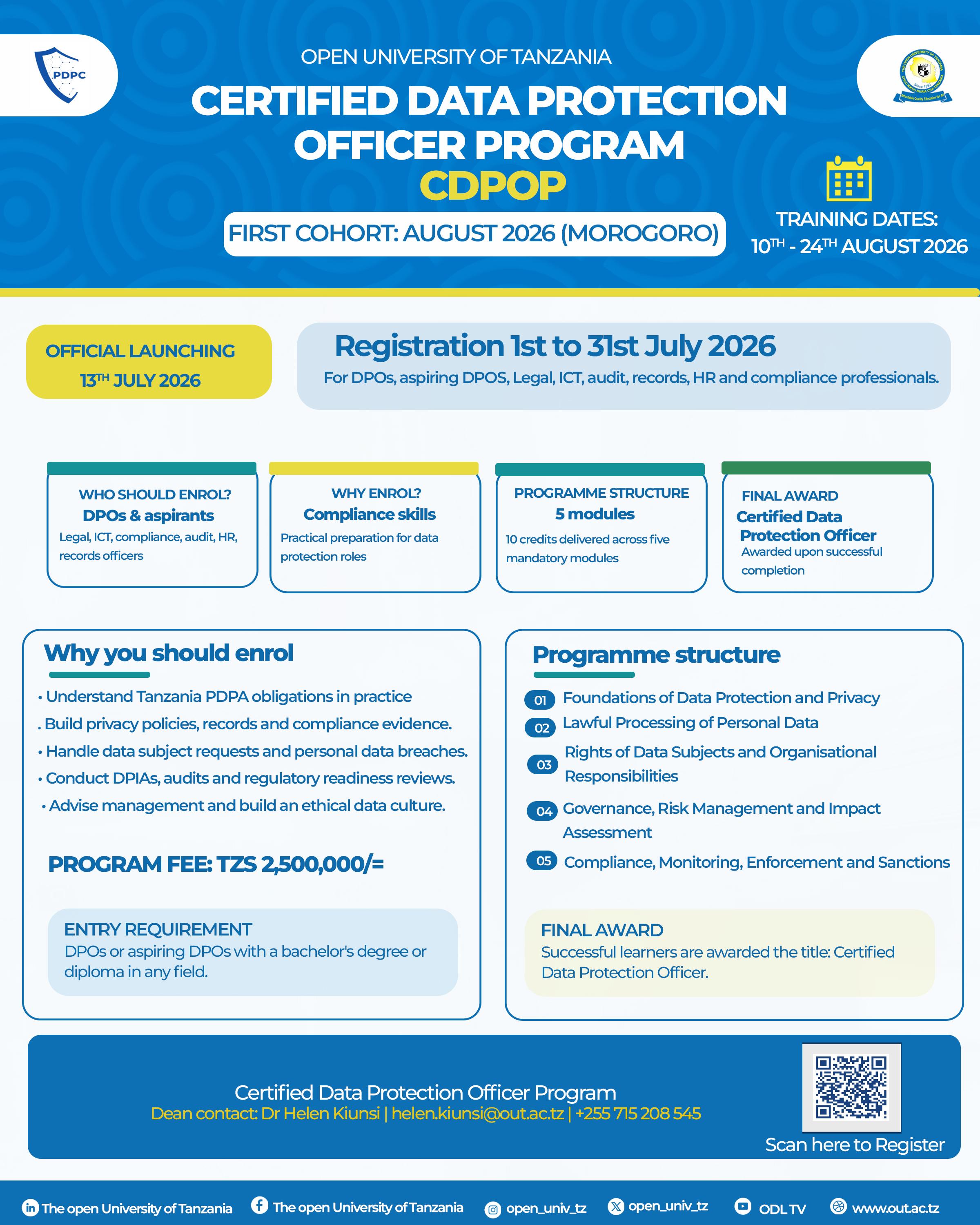 CERTIFIED DATA PROTECTION OFFICER PROGRAM (CDPOP)