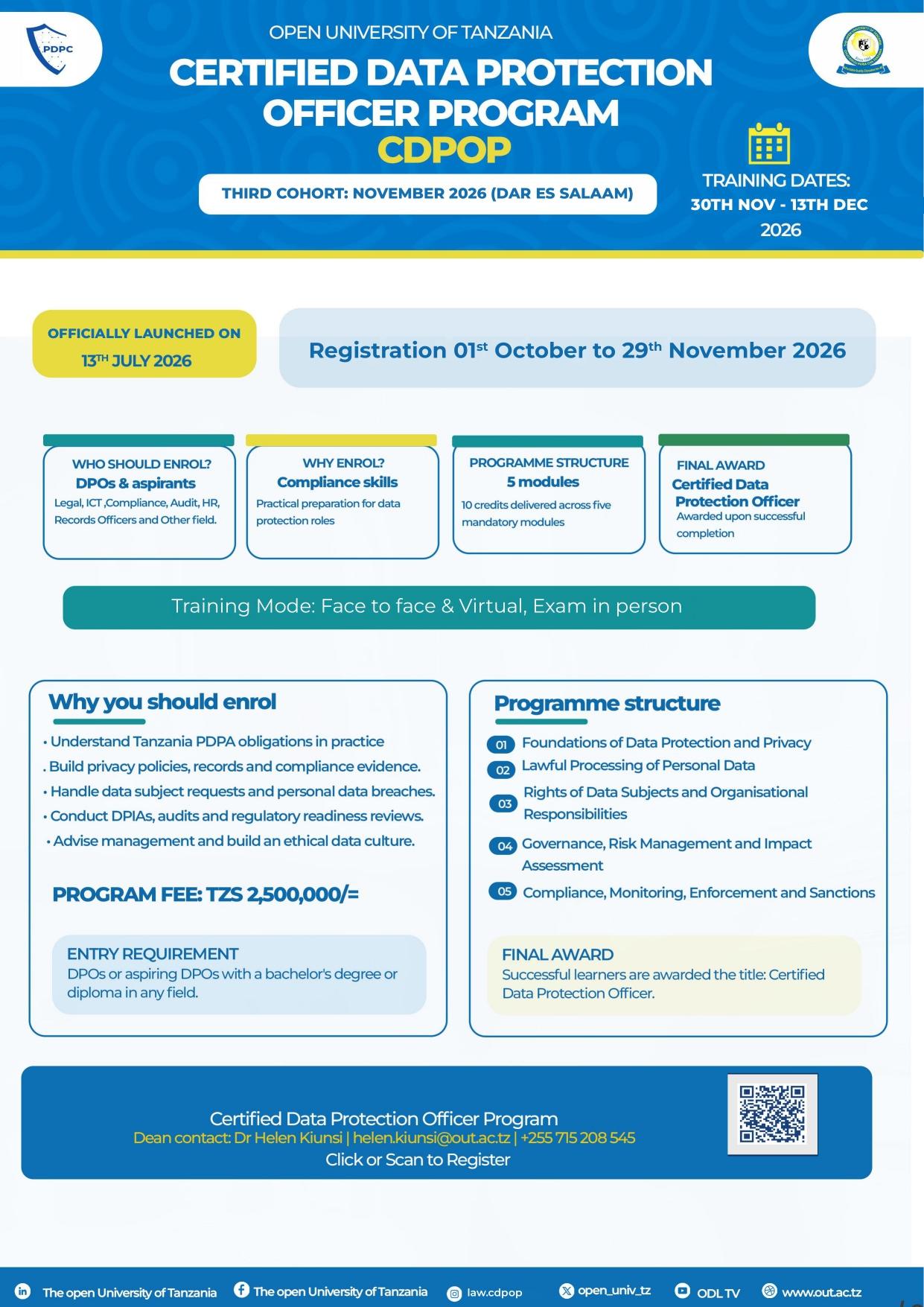 CERTIFIED DATA PROTECTION OFFICER PROGRAM (CDPOP)