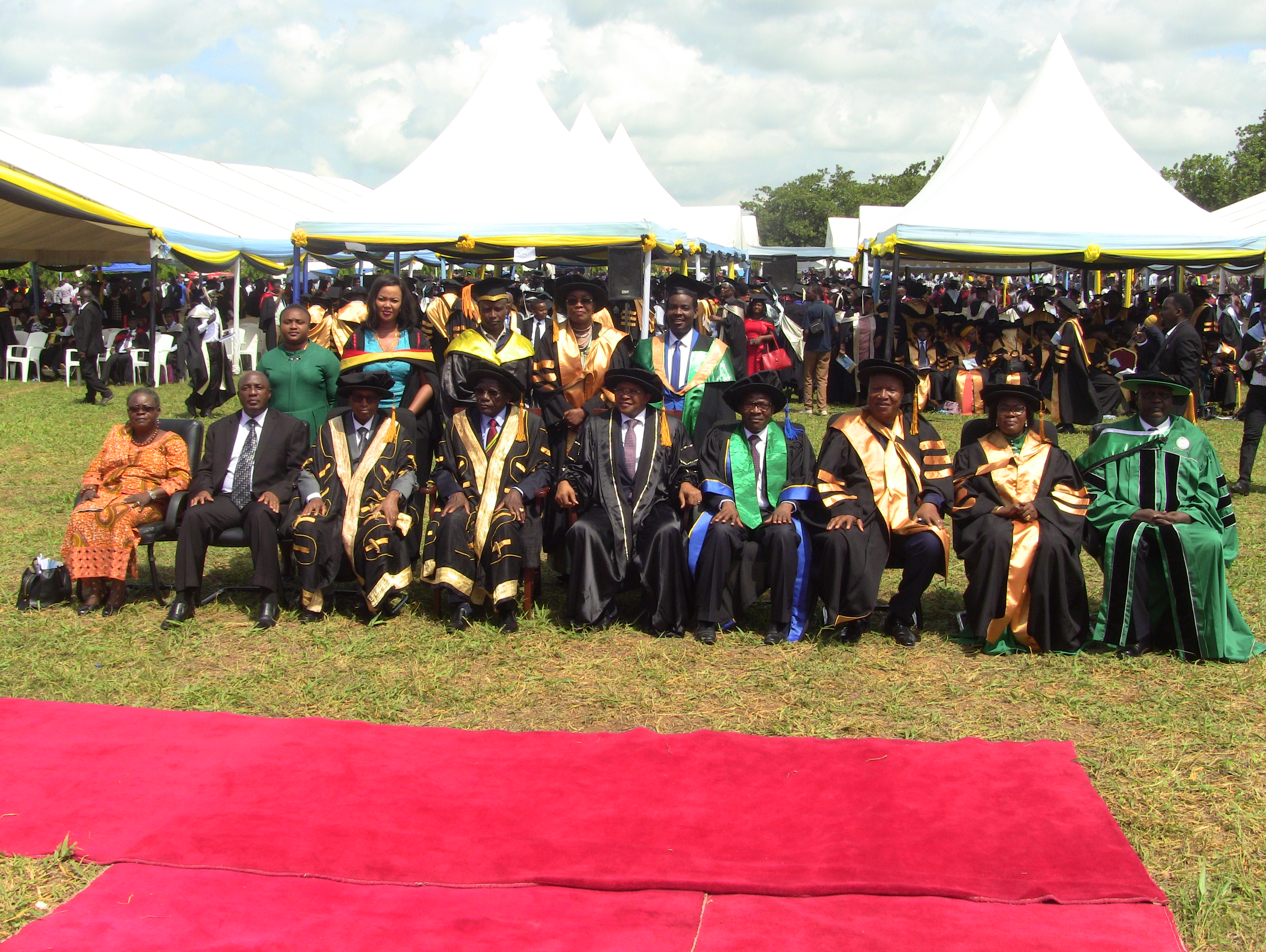 Group photo; Guest of honor former President of the United Republic of Tanzania Hon. Dr. JakayaKikwete (at the center) with the Open University of Tanzania(OUT) Management as well as MPs and Governmentleaders  graduated at the 37th graduation ceremony held on 28th  September 2019 at Bungo, Kibaha