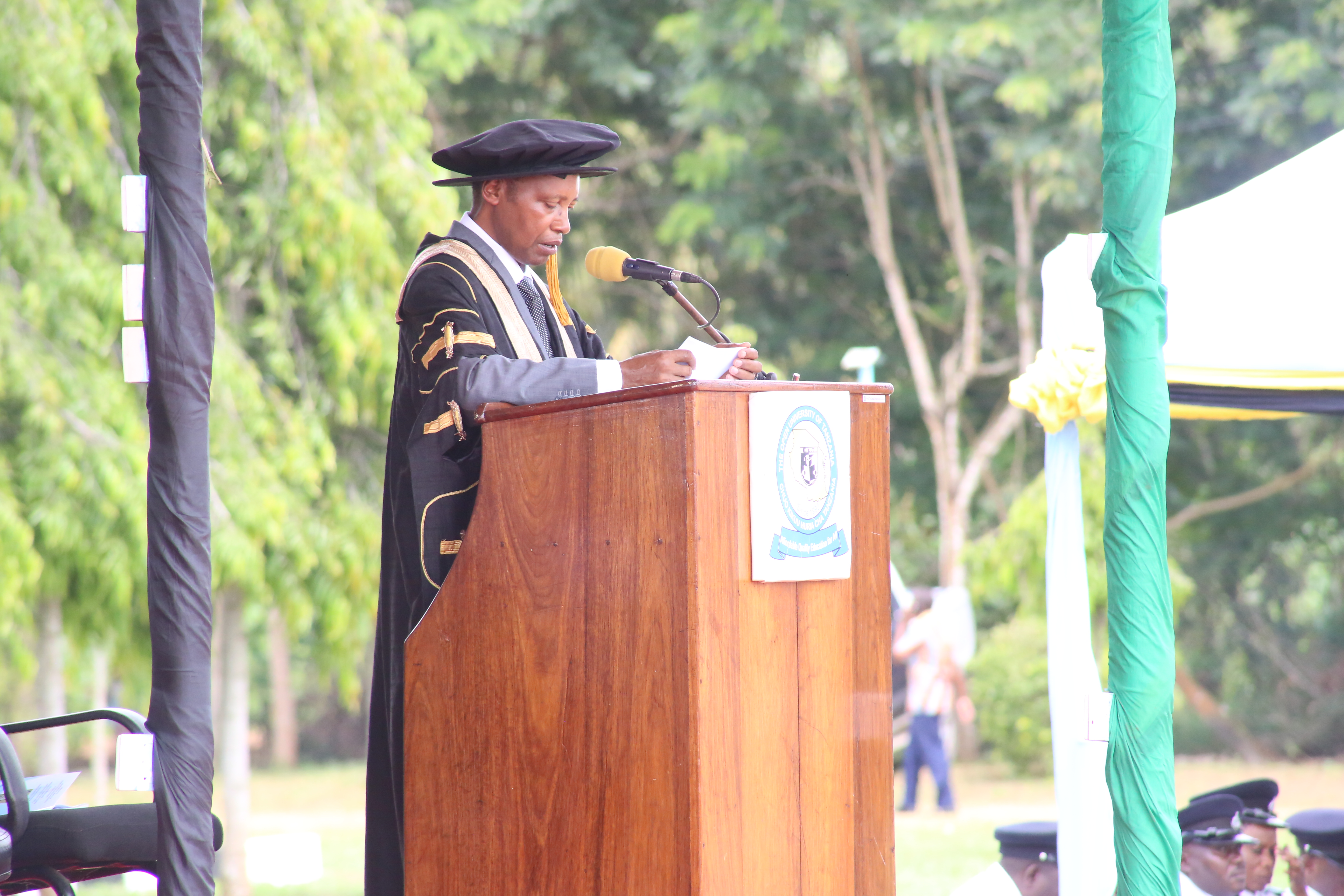 The Vice Chancellor of the Open University of Tanzania (OUT) Prof. ElifasBisanda addressing at the 37th graduation ceremonyof the Open University of Tanzania held on 28th September 2019 at Bungo, Kibaha