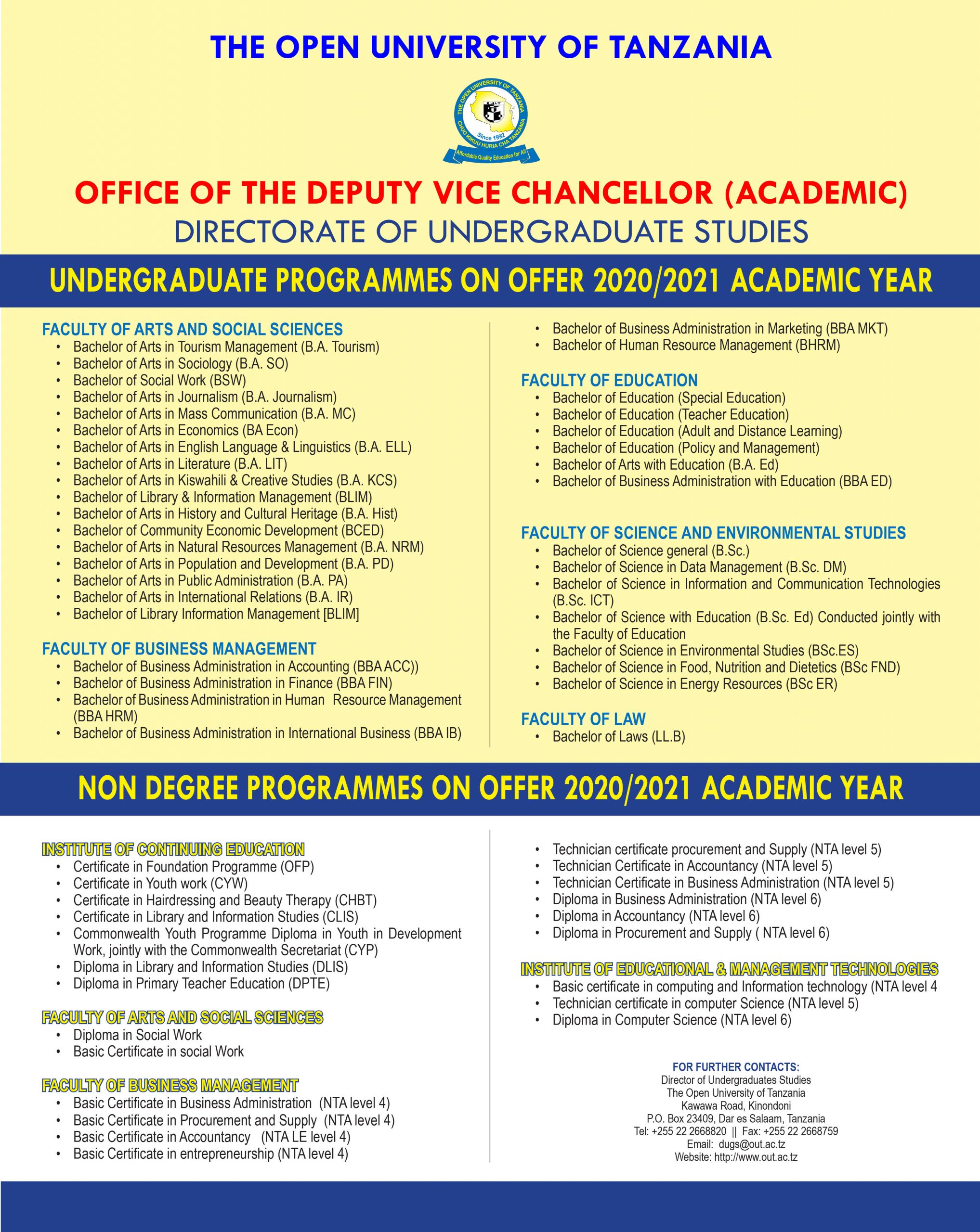 Programs Offered by OUT